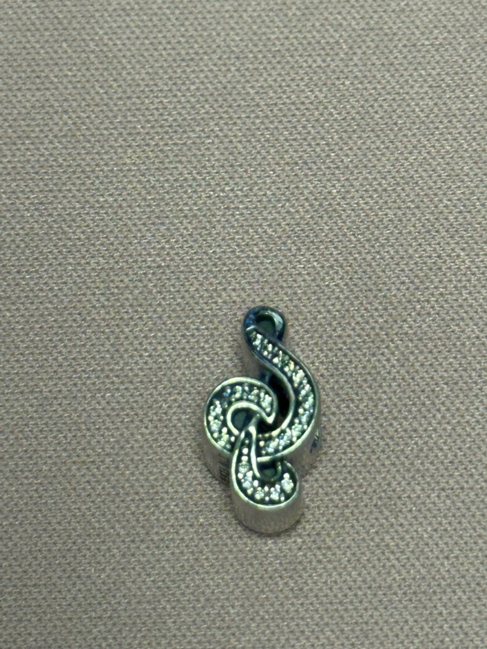 Pandora Silver Treble Clef Charm with Clear Crystals - Picture 1 of 5